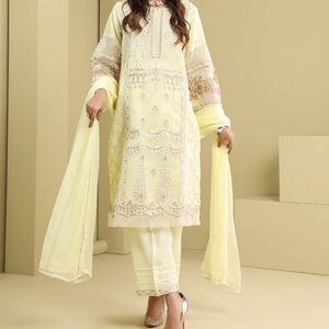 Elegant Embroidered Dress in Light Green